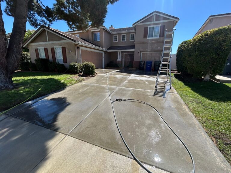 Clean driveway at a two story home