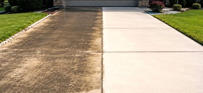 Driveway half cleaned